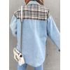 imageSHEWIN Womens Oversized Denim Jacket Casual Long Sleeve Button Down Plaid Shacket Boyfriend Jean Jacket With PocketsSky Blue