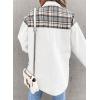 imageSHEWIN Womens Oversized Denim Jacket Casual Long Sleeve Button Down Plaid Shacket Boyfriend Jean Jacket With PocketsWhite