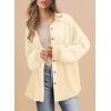 imageSHEWIN Womens Waffle Knit Shackets Fall Fashion Button Down Shirt Jacket Loose Long Sleeve Tops With PocketApricot