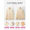 imageSHEWIN Womens Waffle Knit Shackets Fall Fashion Button Down Shirt Jacket Loose Long Sleeve Tops With PocketApricot