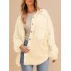 imageSHEWIN Womens Waffle Knit Shackets Fall Fashion Button Down Shirt Jacket Loose Long Sleeve Tops With PocketApricot