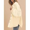 imageSHEWIN Womens Waffle Knit Shackets Fall Fashion Button Down Shirt Jacket Loose Long Sleeve Tops With PocketApricot
