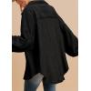 imageSHEWIN Womens Waffle Knit Shackets Fall Fashion Button Down Shirt Jacket Loose Long Sleeve Tops With PocketBlack