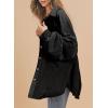 imageSHEWIN Womens Waffle Knit Shackets Fall Fashion Button Down Shirt Jacket Loose Long Sleeve Tops With PocketBlack