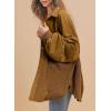 imageSHEWIN Womens Waffle Knit Shackets Fall Fashion Button Down Shirt Jacket Loose Long Sleeve Tops With PocketCoffee
