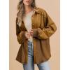 imageSHEWIN Womens Waffle Knit Shackets Fall Fashion Button Down Shirt Jacket Loose Long Sleeve Tops With PocketCoffee