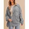 imageSHEWIN Womens Waffle Knit Shackets Fall Fashion Button Down Shirt Jacket Loose Long Sleeve Tops With PocketMedium Grey
