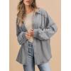 imageSHEWIN Womens Waffle Knit Shackets Fall Fashion Button Down Shirt Jacket Loose Long Sleeve Tops With PocketMedium Grey