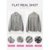 imageSHEWIN Womens Waffle Knit Shackets Fall Fashion Button Down Shirt Jacket Loose Long Sleeve Tops With PocketMedium Grey