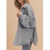 imageSHEWIN Womens Waffle Knit Shackets Fall Fashion Button Down Shirt Jacket Loose Long Sleeve Tops With PocketMedium Grey