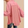 imageSHEWIN Womens Waffle Knit Shackets Fall Fashion Button Down Shirt Jacket Loose Long Sleeve Tops With PocketMineral Red