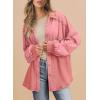 imageSHEWIN Womens Waffle Knit Shackets Fall Fashion Button Down Shirt Jacket Loose Long Sleeve Tops With PocketMineral Red