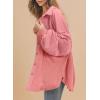 imageSHEWIN Womens Waffle Knit Shackets Fall Fashion Button Down Shirt Jacket Loose Long Sleeve Tops With PocketMineral Red