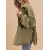 imageSHEWIN Womens Waffle Knit Shackets Fall Fashion Button Down Shirt Jacket Loose Long Sleeve Tops With PocketMoss Green