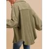 imageSHEWIN Womens Waffle Knit Shackets Fall Fashion Button Down Shirt Jacket Loose Long Sleeve Tops With PocketMoss Green