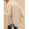 imageSHEWIN Womens Waffle Knit Shackets Fall Fashion Button Down Shirt Jacket Loose Long Sleeve Tops With PocketPale Khaki