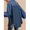 imageSHEWIN Womens Waffle Knit Shackets Fall Fashion Button Down Shirt Jacket Loose Long Sleeve Tops With PocketSail Blue