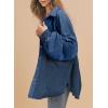 imageSHEWIN Womens Waffle Knit Shackets Fall Fashion Button Down Shirt Jacket Loose Long Sleeve Tops With PocketSail Blue