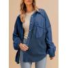 imageSHEWIN Womens Waffle Knit Shackets Fall Fashion Button Down Shirt Jacket Loose Long Sleeve Tops With PocketSail Blue