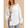 imageSHEWIN Womens Waffle Knit Shackets Fall Fashion Button Down Shirt Jacket Loose Long Sleeve Tops With PocketWhite