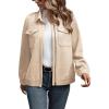 imageSHEWIN Jackets for Women Fall Fashion 2025 Casual Zip Up Shacket Jacket Lightweight Long Sleeve Shirts TopsKhaki