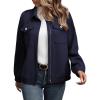 imageSHEWIN Jackets for Women Fall Fashion 2025 Casual Zip Up Shacket Jacket Lightweight Long Sleeve Shirts TopsNavy Blue