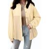 imageSHEWIN Womens Waffle Knit Shackets Fall Fashion Button Down Shirt Jacket Loose Long Sleeve Tops With PocketApricot