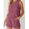 imageSHEWIN Womens Summer 2 Piece Outfits Shorts Sets Matching Set Loungewear 2025Mineral Red