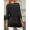 imageSHEWIN Summer Cardigan Sweaters for Women Lightweight 34 Sleeve Open Front Cropped Crochet Beach Cover UpsB Black