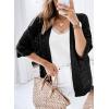 imageSHEWIN Summer Cardigan Sweaters for Women Lightweight 34 Sleeve Open Front Cropped Crochet Beach Cover UpsB Black