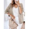 imageSHEWIN Summer Cardigan Sweaters for Women Lightweight 34 Sleeve Open Front Cropped Crochet Beach Cover UpsB Parchment