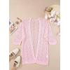 imageSHEWIN Summer Cardigan Sweaters for Women Lightweight 34 Sleeve Open Front Cropped Crochet Beach Cover UpsB Pink
