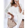 imageSHEWIN Summer Cardigan Sweaters for Women Lightweight 34 Sleeve Open Front Cropped Crochet Beach Cover UpsB White