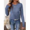 imageSHEWIN Sweaters for Women Crochet Long Sleeve Crew Neck Sweater Lightweight Shirts Tops Fall Fashion 2025Ashleigh Blue