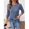 imageSHEWIN Sweaters for Women Crochet Long Sleeve Crew Neck Sweater Lightweight Shirts Tops Fall Fashion 2025Ashleigh Blue