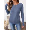 imageSHEWIN Sweaters for Women Crochet Long Sleeve Crew Neck Sweater Lightweight Shirts Tops Fall Fashion 2025Ashleigh Blue