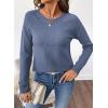 imageSHEWIN Sweaters for Women Crochet Long Sleeve Crew Neck Sweater Lightweight Shirts Tops Fall Fashion 2025Ashleigh Blue