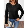 imageSHEWIN Sweaters for Women Crochet Long Sleeve Crew Neck Sweater Lightweight Shirts Tops Fall Fashion 2025Black