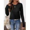 imageSHEWIN Sweaters for Women Crochet Long Sleeve Crew Neck Sweater Lightweight Shirts Tops Fall Fashion 2025Black
