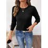 imageSHEWIN Sweaters for Women Crochet Long Sleeve Crew Neck Sweater Lightweight Shirts Tops Fall Fashion 2025Black