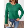 imageSHEWIN Sweaters for Women Crochet Long Sleeve Crew Neck Sweater Lightweight Shirts Tops Fall Fashion 2025Dark Green