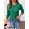 imageSHEWIN Sweaters for Women Crochet Long Sleeve Crew Neck Sweater Lightweight Shirts Tops Fall Fashion 2025Dark Green