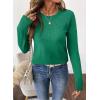 imageSHEWIN Sweaters for Women Crochet Long Sleeve Crew Neck Sweater Lightweight Shirts Tops Fall Fashion 2025Dark Green
