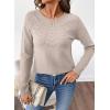 imageSHEWIN Sweaters for Women Crochet Long Sleeve Crew Neck Sweater Lightweight Shirts Tops Fall Fashion 2025Gray Morn