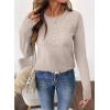 imageSHEWIN Sweaters for Women Crochet Long Sleeve Crew Neck Sweater Lightweight Shirts Tops Fall Fashion 2025Gray Morn