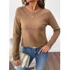 imageSHEWIN Sweaters for Women Crochet Long Sleeve Crew Neck Sweater Lightweight Shirts Tops Fall Fashion 2025Light French Beige