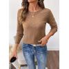 imageSHEWIN Sweaters for Women Crochet Long Sleeve Crew Neck Sweater Lightweight Shirts Tops Fall Fashion 2025Light French Beige