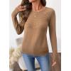 imageSHEWIN Sweaters for Women Crochet Long Sleeve Crew Neck Sweater Lightweight Shirts Tops Fall Fashion 2025Light French Beige