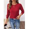 imageSHEWIN Sweaters for Women Crochet Long Sleeve Crew Neck Sweater Lightweight Shirts Tops Fall Fashion 2025Racing Red