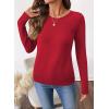 imageSHEWIN Sweaters for Women Crochet Long Sleeve Crew Neck Sweater Lightweight Shirts Tops Fall Fashion 2025Racing Red